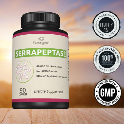 Premium Serrapeptase Enzyme Supplement – 40,000 SPU per Capsule | 90 Enteric Coated Capsules (Pack of 2)