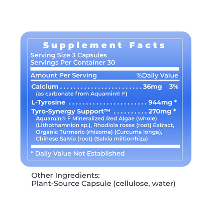 Premier Tyrosine Matrix – L-Tyrosine 944mg Capsules, 90 Vegetarian Capsules