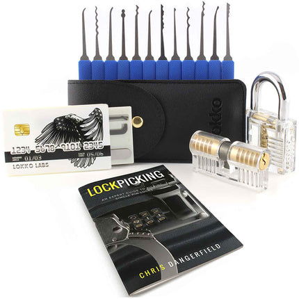 Beginners Lock Pick Set in a box: Complete Lock Pick Kit, Spy Card Kit + Practice Locks and Dummies guide by Lokko