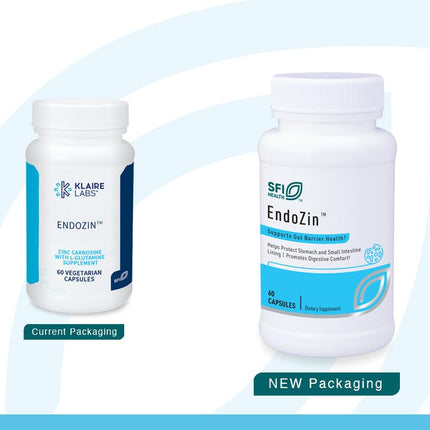 SFI Health Klaire Labs Endozin: Zinc Carnosine & L-Glutamine for Gut Barrier Support - Hypoallergenic, 60 Capsules