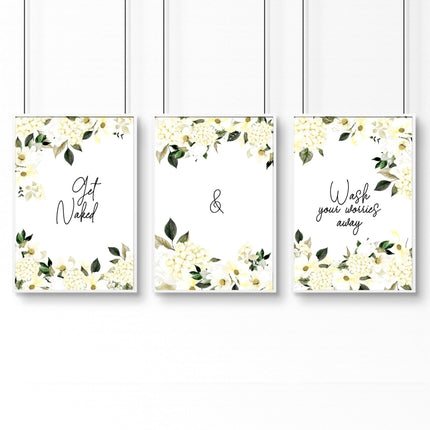 Wall art bathroom | set of 3 framed bathroom prints