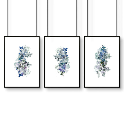 Shabby chic bedroom sets of 3 wall art prints
