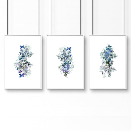 Shabby chic bedroom sets of 3 wall art prints