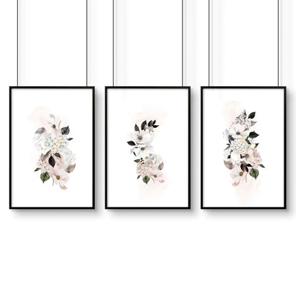 Art for kitchen wall | set of 3 Shabby Chic Floral art prints