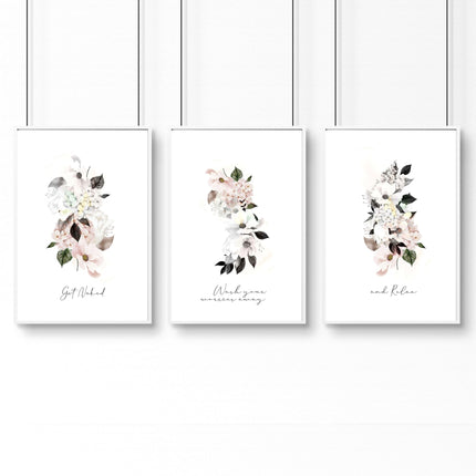 Framed bathroom art | set of 3 Shabby Chic wall art