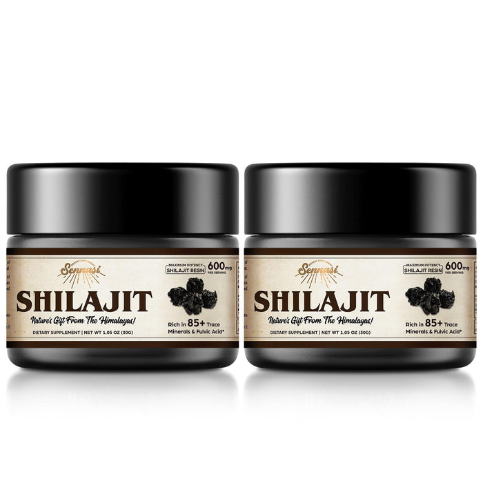 Sennasi Shilajit Resin – Pure Himalayan Organic Shilajit 600mg (30g, 2 Pack)