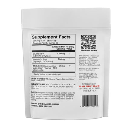 Silver Fern Postbiotic+ Strawberry Lemonade Powder – BIOMend™, BetaVia™, Immuse® – 30 Stick Packs
