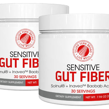 Silver Fern Sensitive Gut Fiber – 2 Tub Set (30 Scoops per Tub) with Galactomannan Guar Fiber, Baobab & Acacia