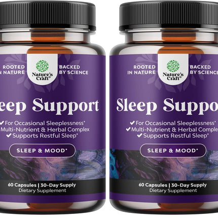 Natural Refreshing Sleep Formula – Non Addictive Herbal Sleep Supplement with Magnesium, L-Theanine & GABA | Pack of 2
