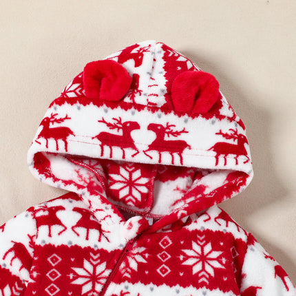 Baby Girl Christmas Tree Print Plush Jumpsuit