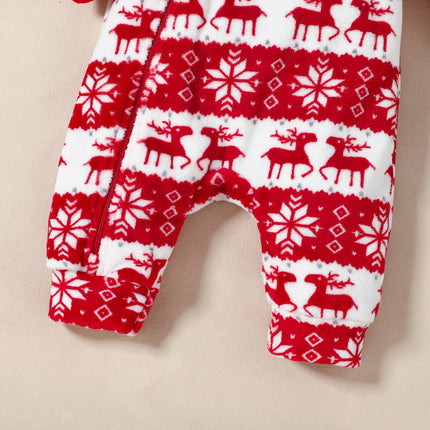 Baby Girl Christmas Tree Print Plush Jumpsuit