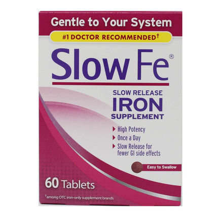 Slow Fe High Potency Iron 45 mg, Slow Release – 60 Tablets (Pack of 2) | Iron Supplement