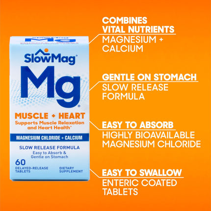 Slow-Mag Magnesium Chloride and Calcium, 60 Tablets Each (Value Pack of 3)