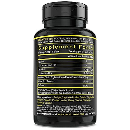 Smarter Energy Pills 3-Pack – 200mg Caffeine, Maca & Coconut MCT, 150 Softgels