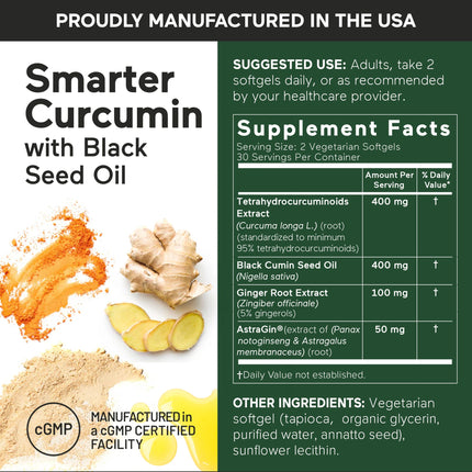 SMARTERNUTRITION Curcumin Softgels – Vegan 400 mg, High Absorption, Black Seed Oil & Ginger, 360 Ct