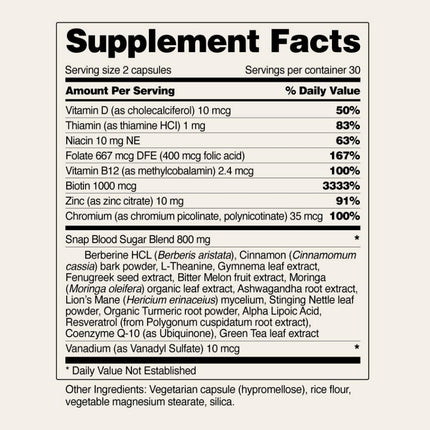 Snap Supplements Blood Sugar Blend - 180 Count | Balanced Energy Support