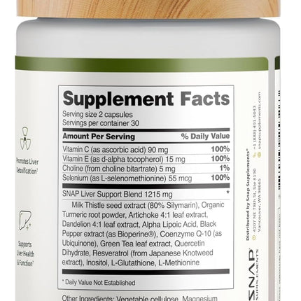 Snap Supplements Liver Health & Detox – 60 Vegetarian Capsules | Liver & Digestive Support