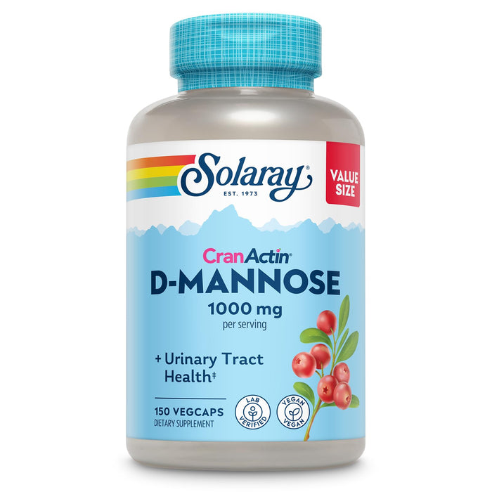 Solaray D-Mannose 1000mg with CranActin Cranberry – Urinary Health Support, Vegan, 150 VegCaps