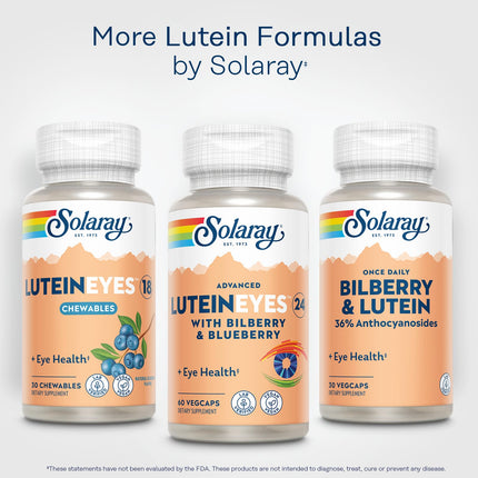 SOLARAY Advanced Lutein Eyes 24 mg – Eye Health Support with Lutein & Zeaxanthin, Bilberry & Blueberry, Vegan, 60 VegCaps