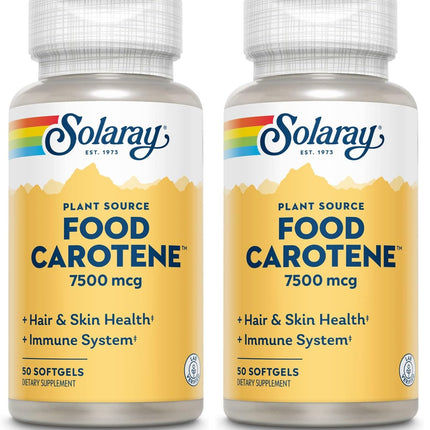 SOLARAY Food Carotene 25000IU Beta Carotene | Healthy Skin & Eyes, Immune Support | 50ct (Pack of 2)