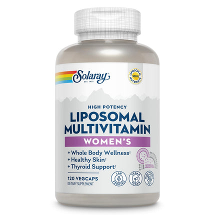 SOLARAY Liposomal Multivitamin for Women | Enhanced Absorption, Iron, Vitamin D, C, B12, Biotin, CoQ10 — Vegan, 60 Servings