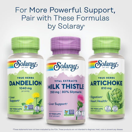 SOLARAY Milk Thistle Seed Extract 350 mg – 80% Silymarin | Vegan Liver Support, 60 VegCaps