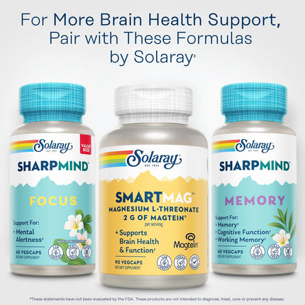 SOLARAY SmartMag Magtein Magnesium L-Threonate 2g – Brain Health Support, 30 Servings – Vegan