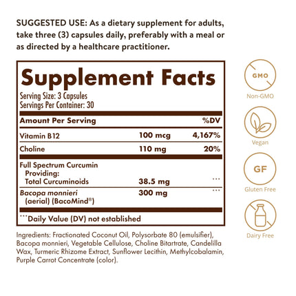 Solgar Full Spectrum Curcumin Brain Works - 90 Licaps | Memory, Focus & Cognitive Support