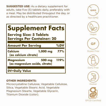 Solgar Calcium Magnesium Citrate – 3 x 100 Tablets | Non-GMO, Vegan, Gluten Free, Kosher