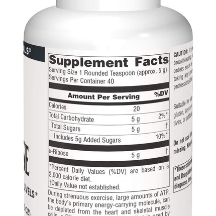 Source Naturals D-Ribose Powder - 200 Grams | Vegetarian Friendly