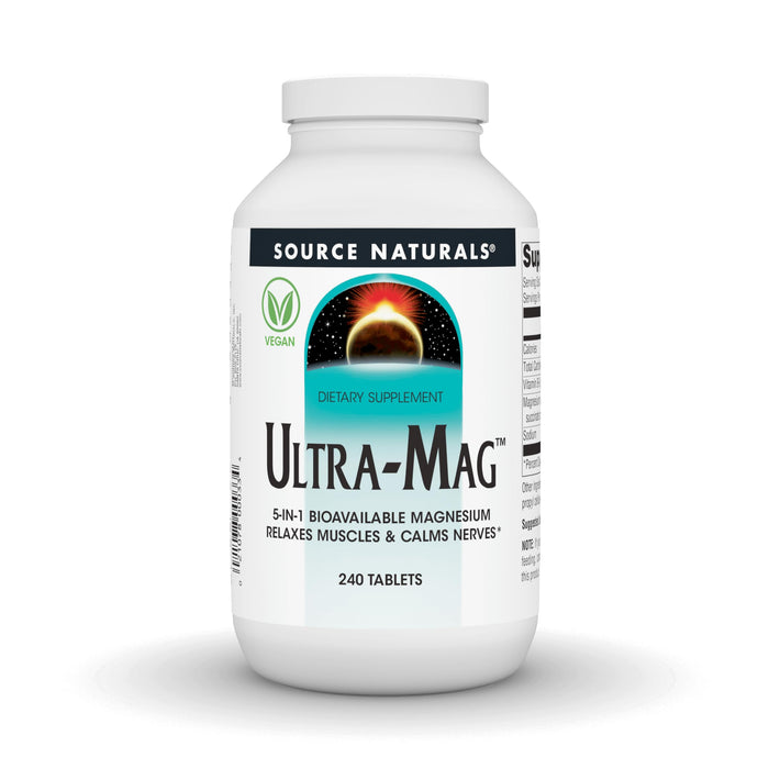 Source Naturals Ultra-Mag High-Efficiency Magnesium Complex - Maintains Muscle & Nerve Function - 240 Tablets