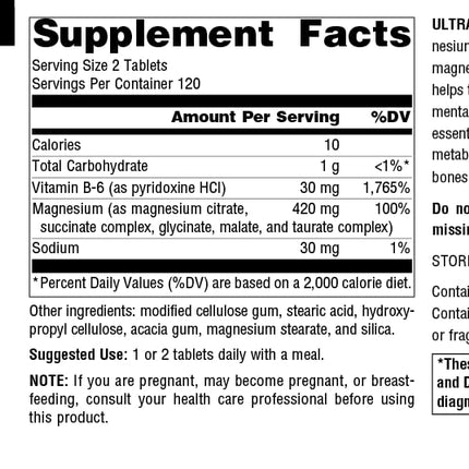 Source Naturals Ultra-Mag High-Efficiency Magnesium Complex - Maintains Muscle & Nerve Function - 240 Tablets