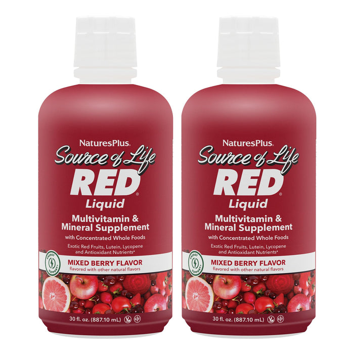 NaturesPlus Source of Life RED Liquid Multivitamin – 2-Pack, 60 Servings | Energy & Immune Support