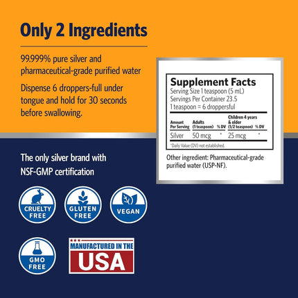 Sovereign Silver Immune Support - Colloidal Silver 10 ppm (4 oz / 118 mL) | Bio-Active Hydrosol