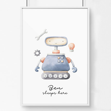 Space and Planets - Robot wall art print for Nursery