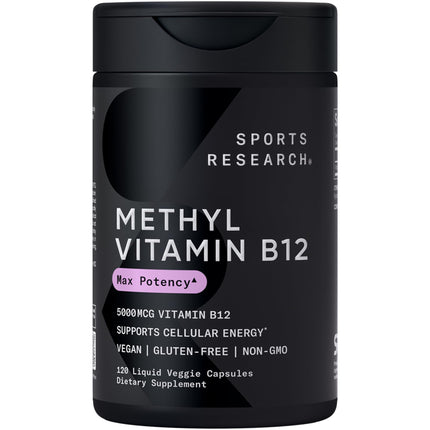 Sports Research Vitamin B12 5000mcg – Vegan Methylcobalamin, Non-GMO