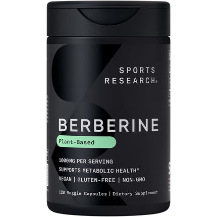 Sports Research Berberine 500mg – 120 Veggie Capsules | Vegan, Gluten-Free, Non-GMO