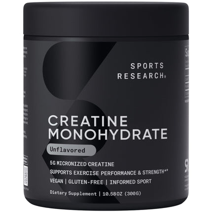 Sports Research Creatine Monohydrate – 5 g Micronized, 10.58 oz