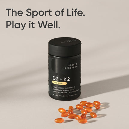Sports Research D3 + K2 with Coconut Oil – Vegan D3 5000 IU, K2 100 mcg MK-7 | 60 Softgels