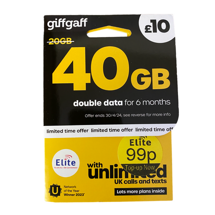 giffgaff Pay As You Go Sim Card - £10