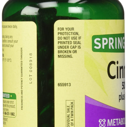 Spring Valley Cinnamon 500mg + Chromium Twin Pack – 2 x 180 Capsules