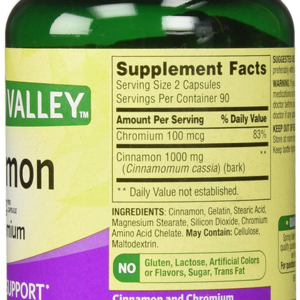 Spring Valley Cinnamon 500mg + Chromium Twin Pack – 2 x 180 Capsules