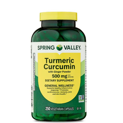 Spring Valley Turmeric Curcumin 500 mg with Ginger – 250 Vegetarian Capsules