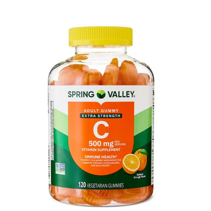 Spring Valley Extra Strength Vitamin C Immune Health Gummies - 500 mg, 120 Count | Vegetarian, Orange Flavor