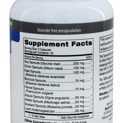 D'Adamo Personalized Nutrition - Live Cell A 90 vcaps | Sprouted Nutrition for Type A