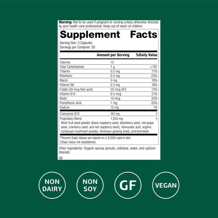 Standard Process B Vitality with CoQ10 – Cellular Health Supplement (Vegan, Gluten‑Free, Non‑Dairy) 90 Capsules