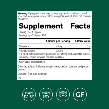 Standard Process Multizyme – Pancreatic Enzyme Support for Protein, Carbohydrate & Fat Digestion | Gluten-Free, Non-Dairy, Non-Soy | 150 Capsules