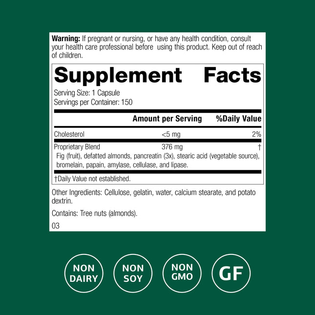 Standard Process Multizyme – Pancreatic Enzyme Support for Protein, Carbohydrate & Fat Digestion | Gluten-Free, Non-Dairy, Non-Soy | 150 Capsules