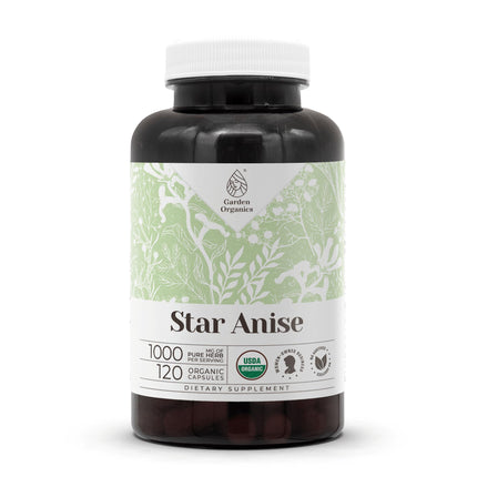 Star Anise USDA Organic 120 Capsules | Organic Star Anise (Illicium verum) Dried Seed