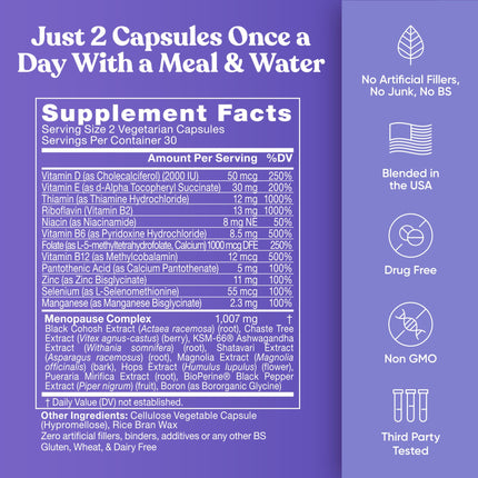 Staying Cool Menopause Supplements for Women - Hot Flash Relief, Weight Support, & Night Sweats - Vitex Chaste Tree & Black Cohosh - 60 Vegetarian Soft Capsules